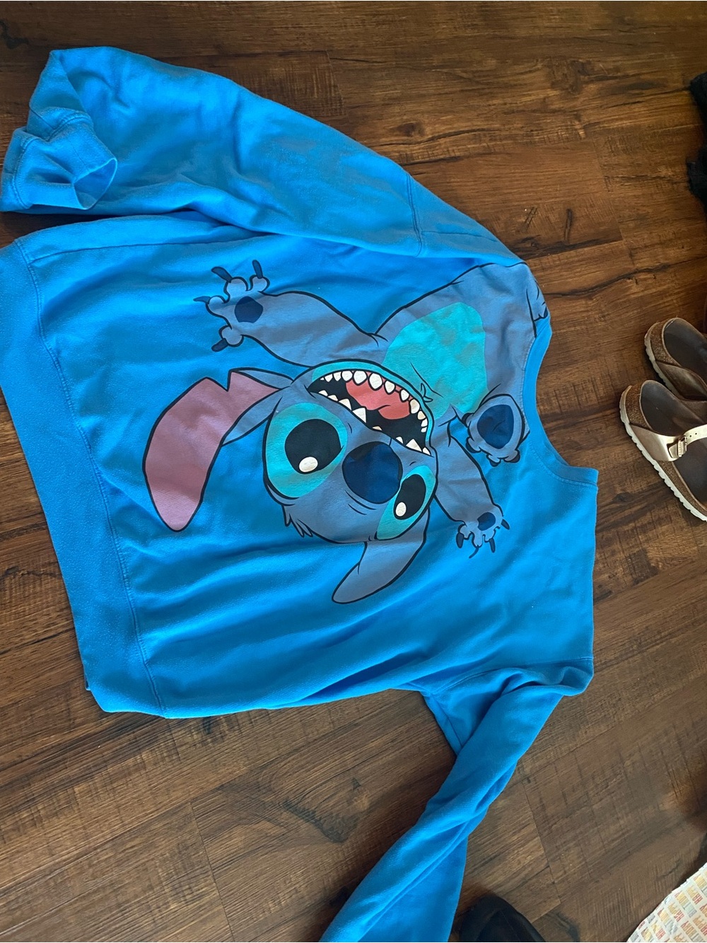 Girls Bright Blue Stitch Graphic Pullover Sweatshirt